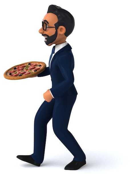 Divertente cartone animato 3D illustrazione di un uomo d'affari indiano