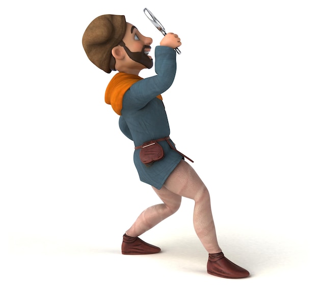 Divertente cartone animato 3D uomo medievale