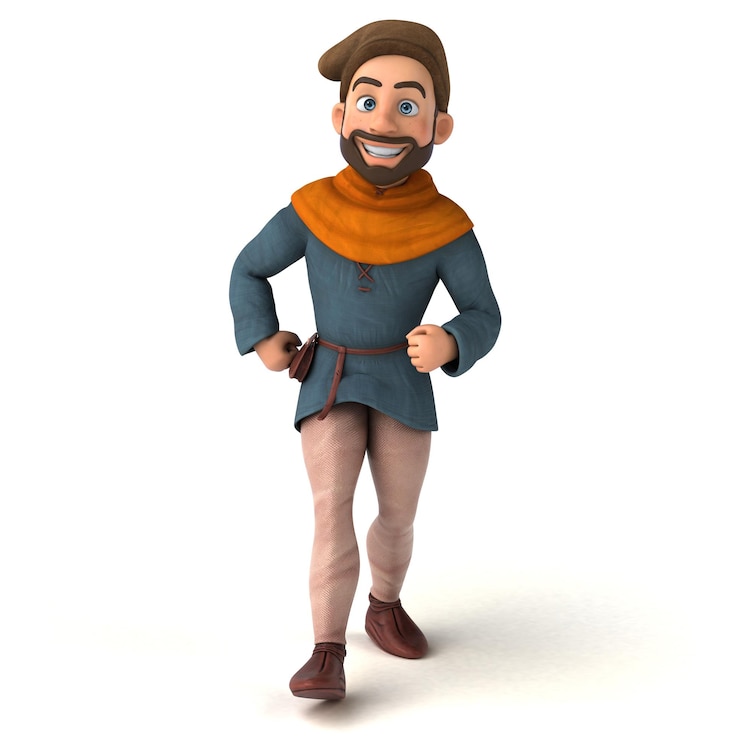 Foto divertente cartone animato 3d uomo medievale