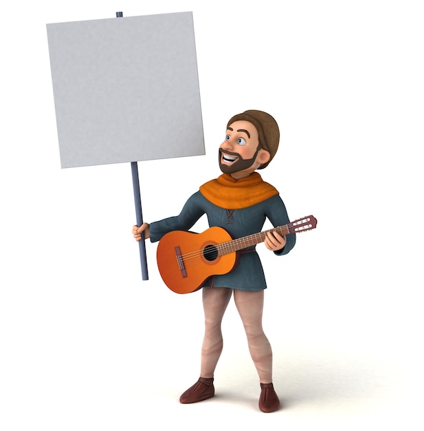 Divertente cartone animato 3D uomo medievale