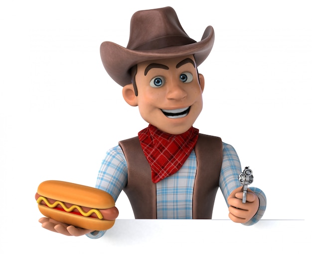 Divertente cowboy con hot dog