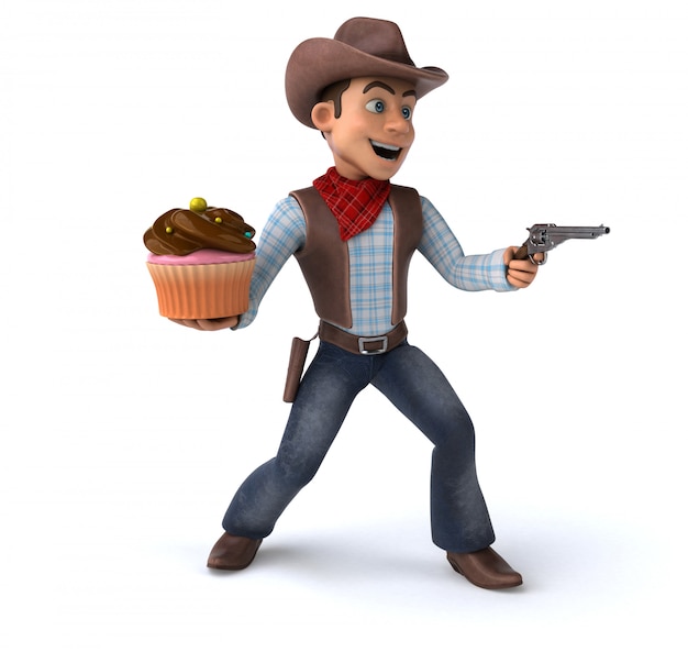 Divertente Cowboy - Illustrazione 3D