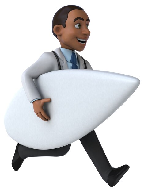 Divertente dottore cartone animato 3D surf