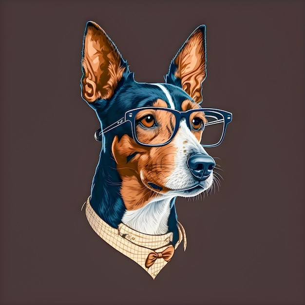 Divertente Hipster Cute Dog Art Illustrazione Cani antropomorfi