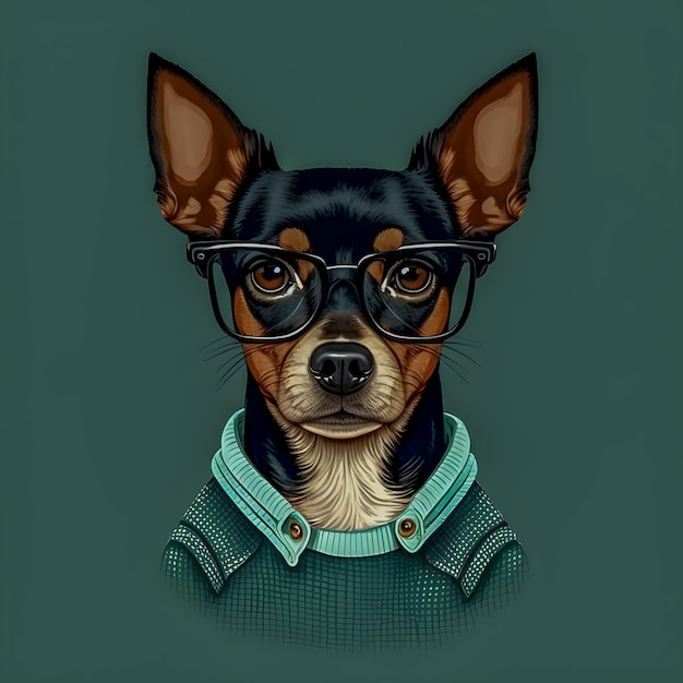 Divertente Hipster Cute Dog Art Illustrazione Cani antropomorfi