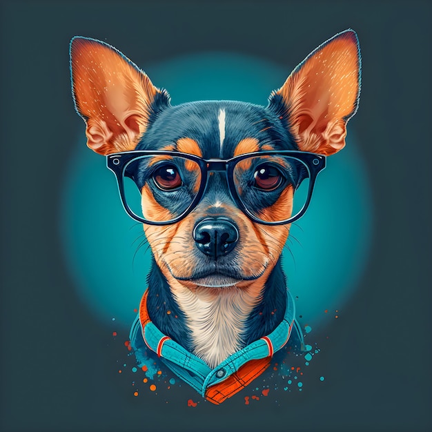 Divertente Hipster Cute Dog Art Illustrazione Cani antropomorfi