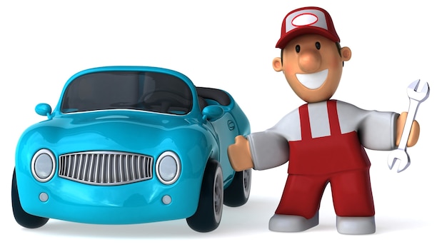 divertente illustrato meccanico 3d rendering