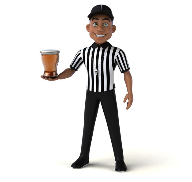 Divertente illustrazione 3D di un arbitro americano