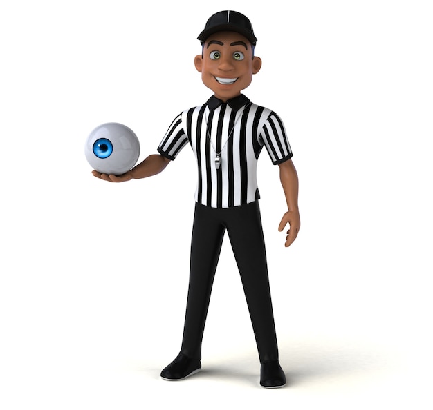 Divertente illustrazione 3D di un arbitro americano