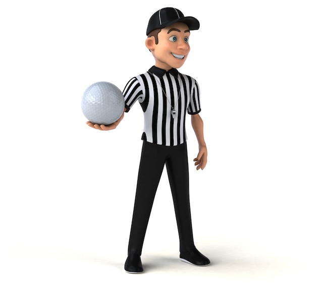 Divertente illustrazione 3D di un arbitro americano