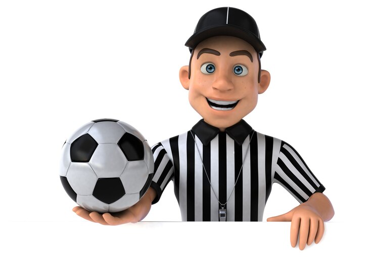 Foto divertente illustrazione 3d di un arbitro americano