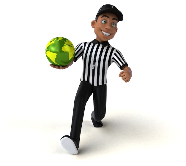 Divertente illustrazione 3D di un arbitro americano