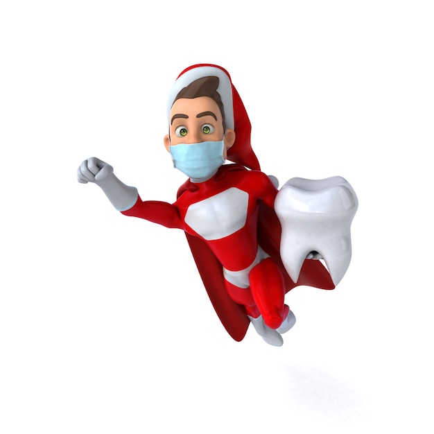 Divertente illustrazione 3D di un cartone animato Babbo Natale con una maschera