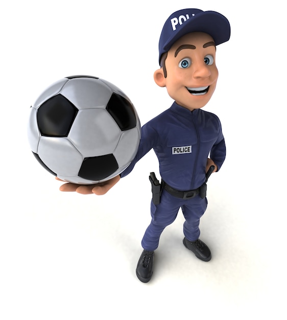 Divertente illustrazione 3D di un ufficiale di polizia dei cartoni animati