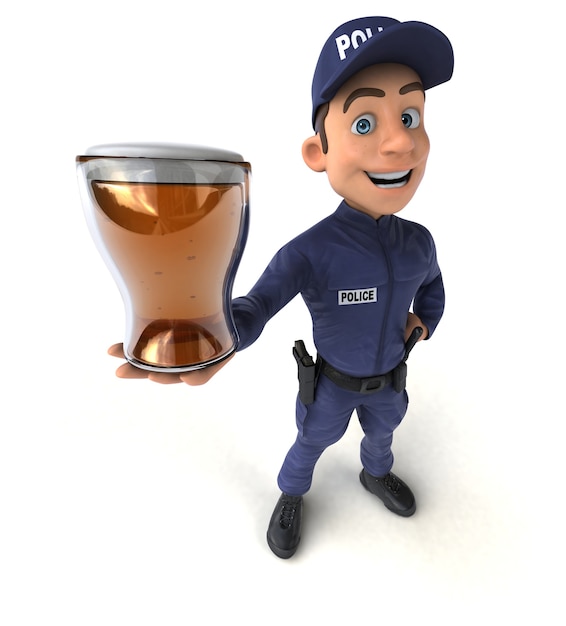 Divertente illustrazione 3D di un ufficiale di polizia del fumetto