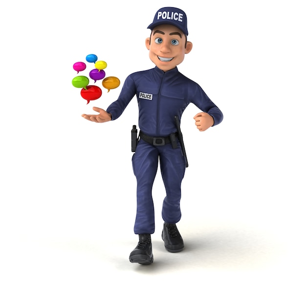 Divertente illustrazione 3D di un ufficiale di polizia del fumetto