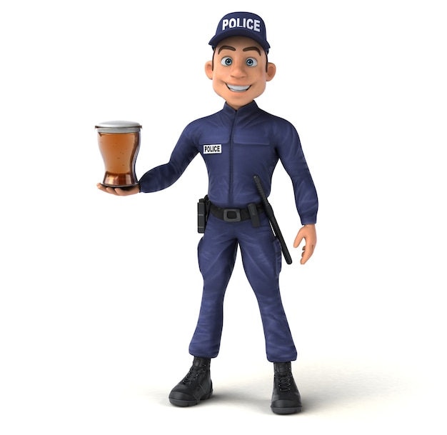 Divertente illustrazione 3D di un ufficiale di polizia del fumetto