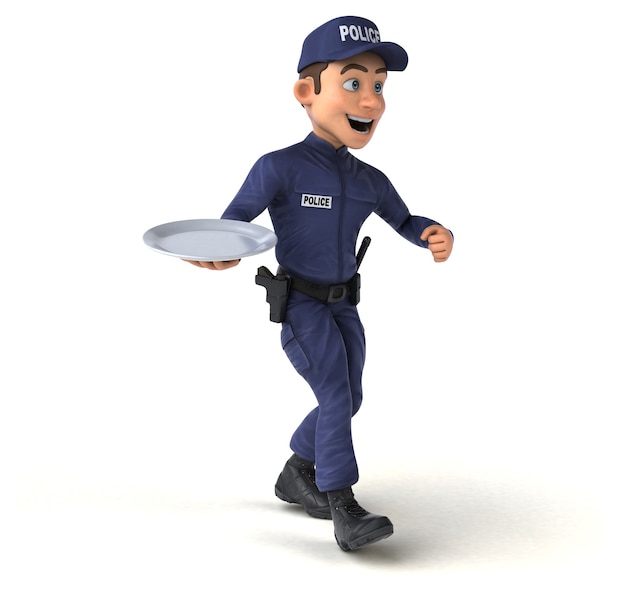 Divertente illustrazione 3D di un ufficiale di polizia del fumetto