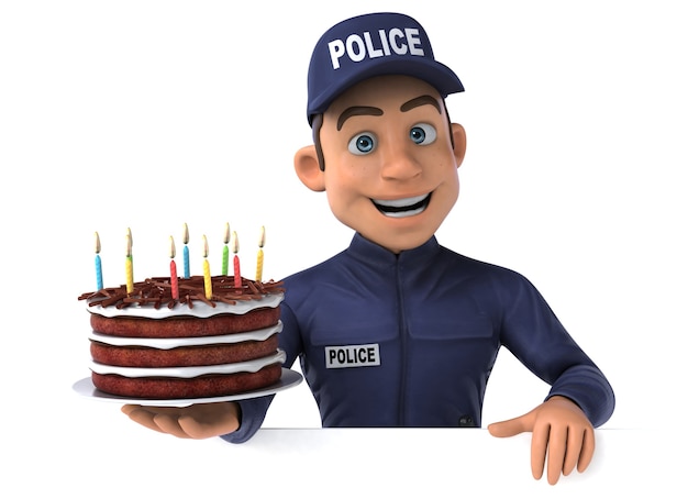 Divertente illustrazione 3D di un ufficiale di polizia del fumetto