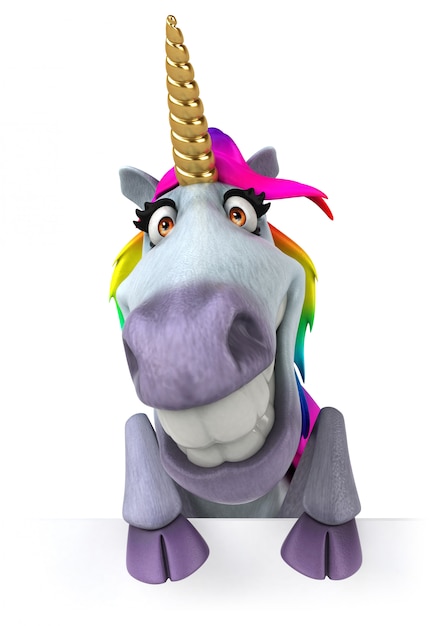 Divertente illustrazione 3D di unicorno