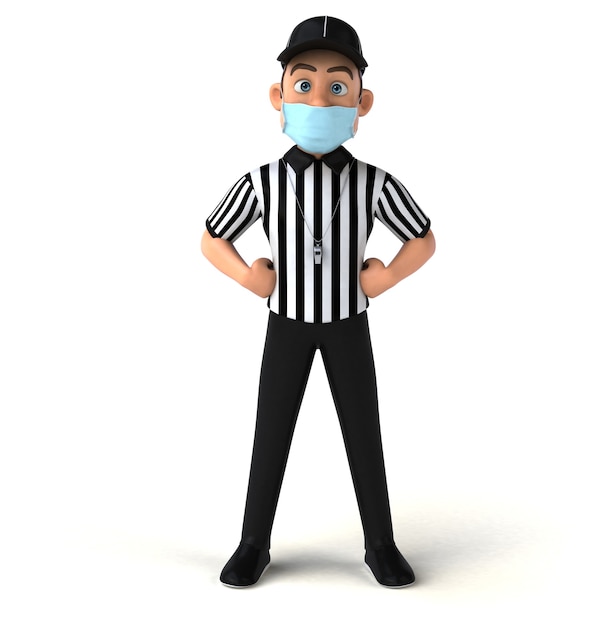 Divertente illustrazione di un arbitro americano con una maschera