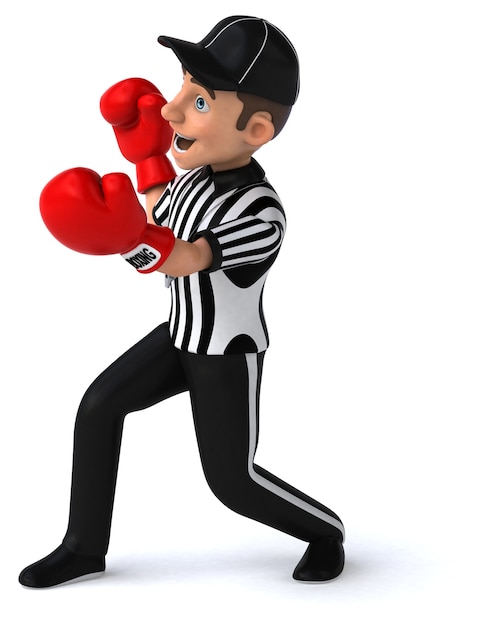 Divertente illustrazione di un arbitro di boxe americano