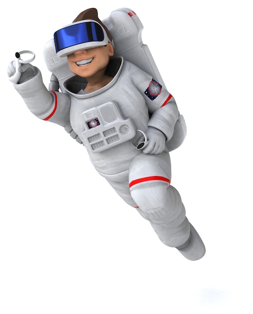 Divertente illustrazione di un astronauta con un casco VR