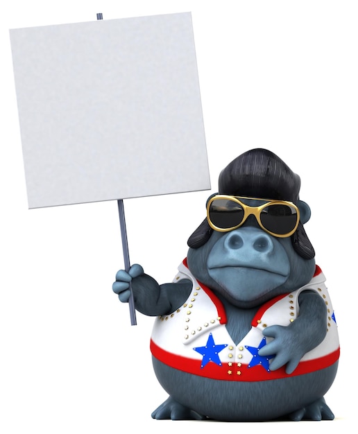 Divertente illustrazione in 3D di un gorilla rocker