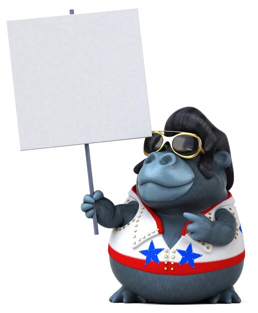 Divertente illustrazione in 3D di un gorilla rocker