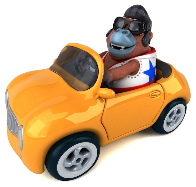 Divertente illustrazione in 3D di un rocker Orang Outan