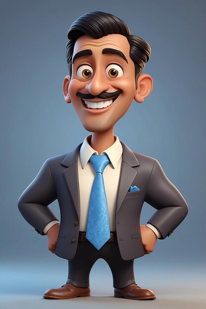 Divertente illustrazione in 3D di un uomo d'affari indiano