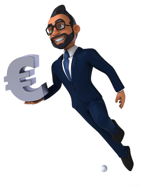 Divertente illustrazione in 3D di un uomo d'affari indiano