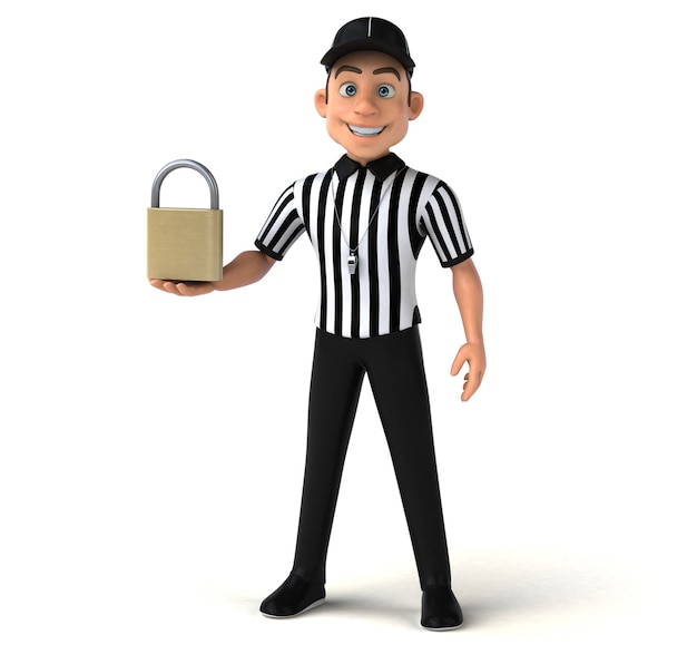 Divertente personaggio 3D di un arbitro americano