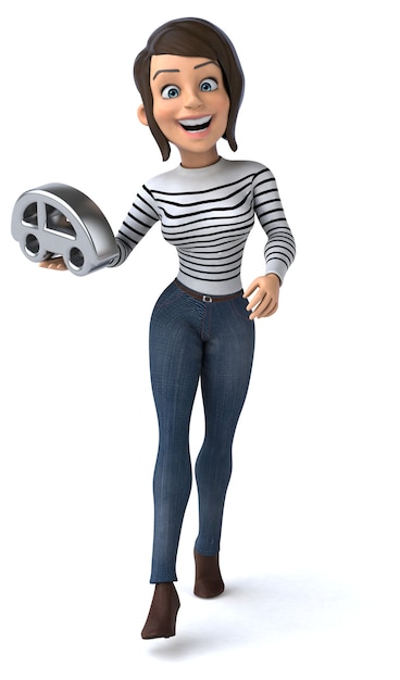 Divertente personaggio dei cartoni animati 3D casual donna