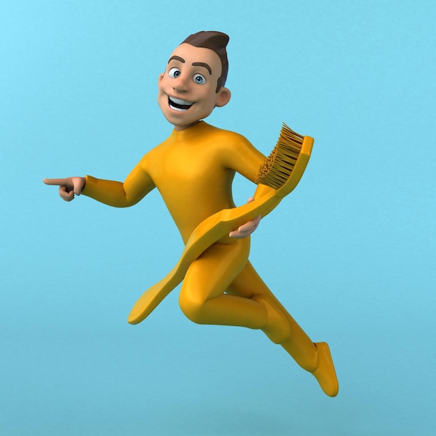 Divertente personaggio dei cartoni animati 3D giallo