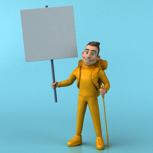 Divertente personaggio dei cartoni animati 3D giallo