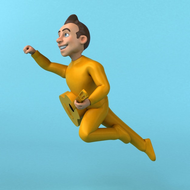 Divertente personaggio dei cartoni animati 3D giallo