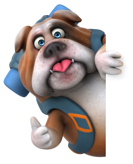 Divertente personaggio dei cartoni animati di bulldog zaino in spalla