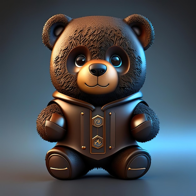 Divertente personaggio dell'orso con vestiti in 3d IA generativa