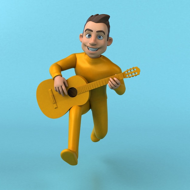 Divertente personaggio giallo dei cartoni animati in 3D
