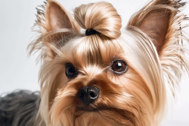 Divertente primo piano di un yorkshire terrier IA generativa