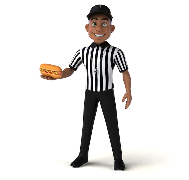 Divertente rendering 3D di un arbitro americano