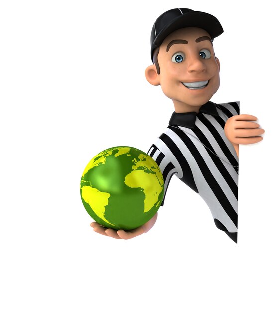 Divertente rendering 3D di un arbitro americano