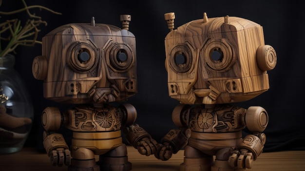 Divertente robot di legno AI generativo