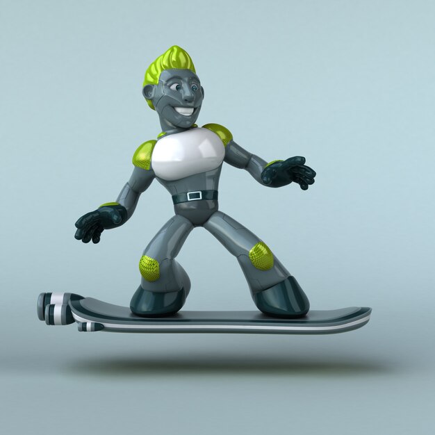 Divertente robot verde - 3D Illustration