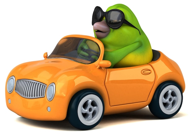 Divertente uccello verde - 3D Illustration