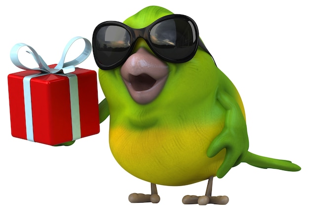 Divertente uccello verde - 3D Illustration