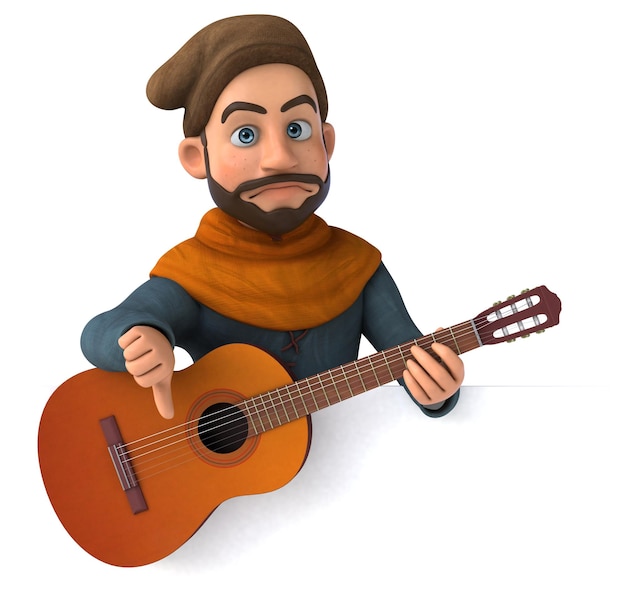 Divertenti cartoni animati 3D uomo medievale