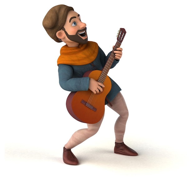 Divertenti cartoni animati 3D uomo medievale