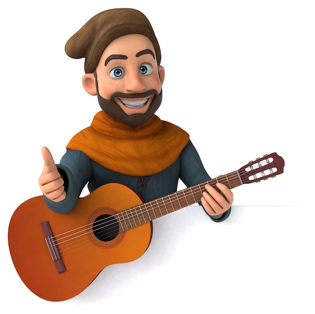 Divertenti cartoni animati 3D uomo medievale